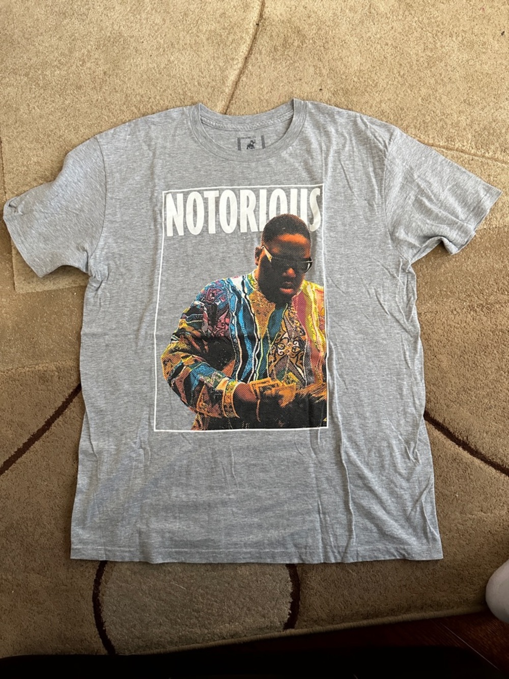 Gray Graphic Notorious BIG Crewneck T-Shirt